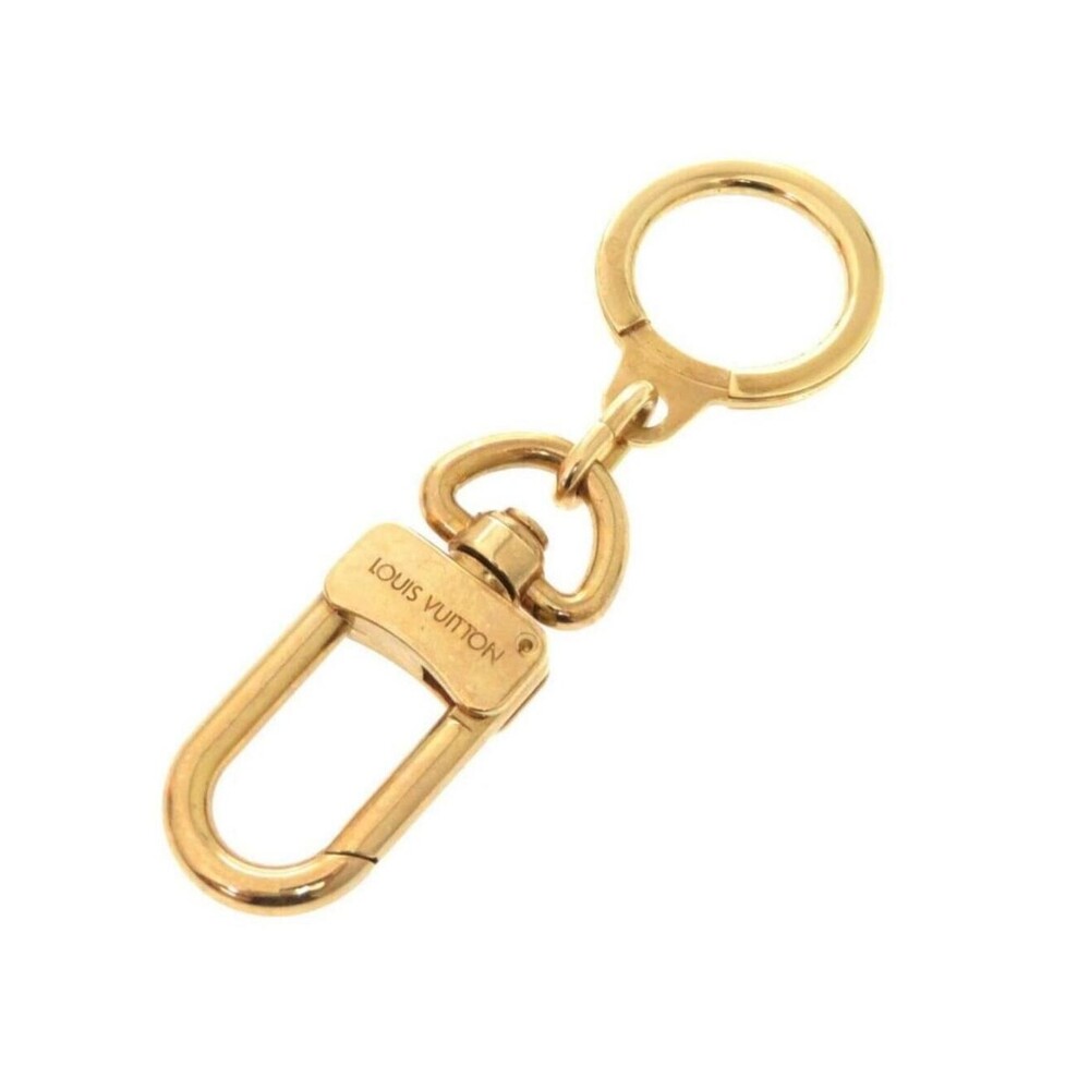 Louis Vuitton gold Bag Charm Keychain Made in Italy Carabiner Ring Slide EC